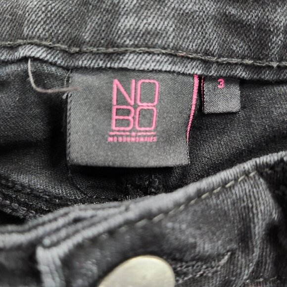 NOBO Jean Womens 3 Black Girlfriend Stretch  Flare Wide Leg Black - Picture 9 of 13